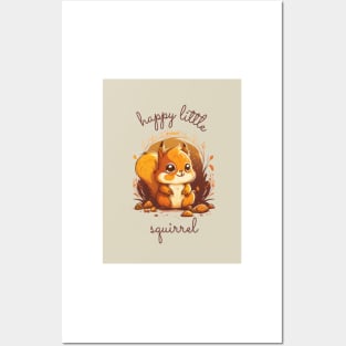 Happy Little Squirrel - Cute and Cheeky Comic Style Design Posters and Art